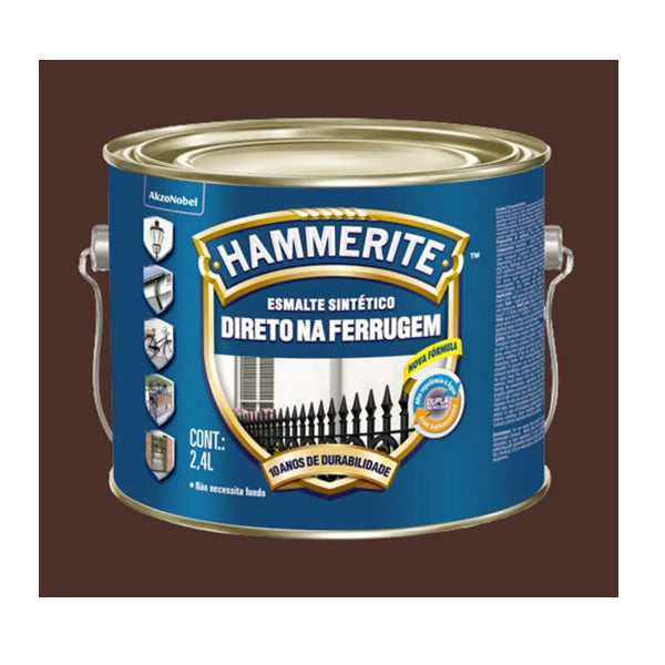 Esmalte Sintético Hammerite Brilhante Marrom 2,4 Litros