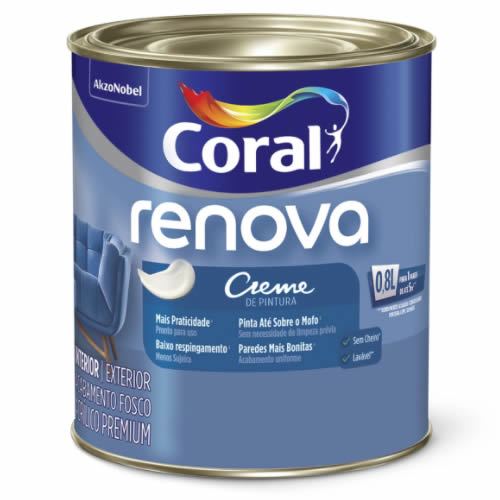 CORAL RENOVA PAREDES/TETO ACRILICO PREM.FOSCO 800ML BRANCO