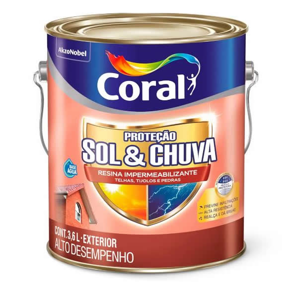 CORAL RESINA IMP.PROT. SOL E CHUVA 3,6L INCOLOR