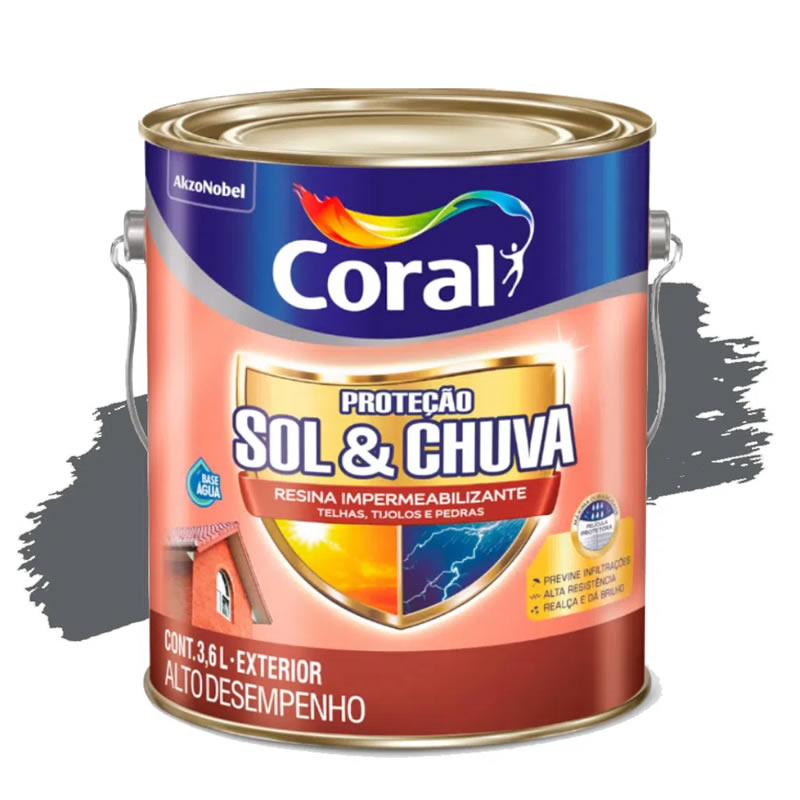 CORAL RESINA IMP.PROT. SOL E CHUVA 3,6L GRAPHITE