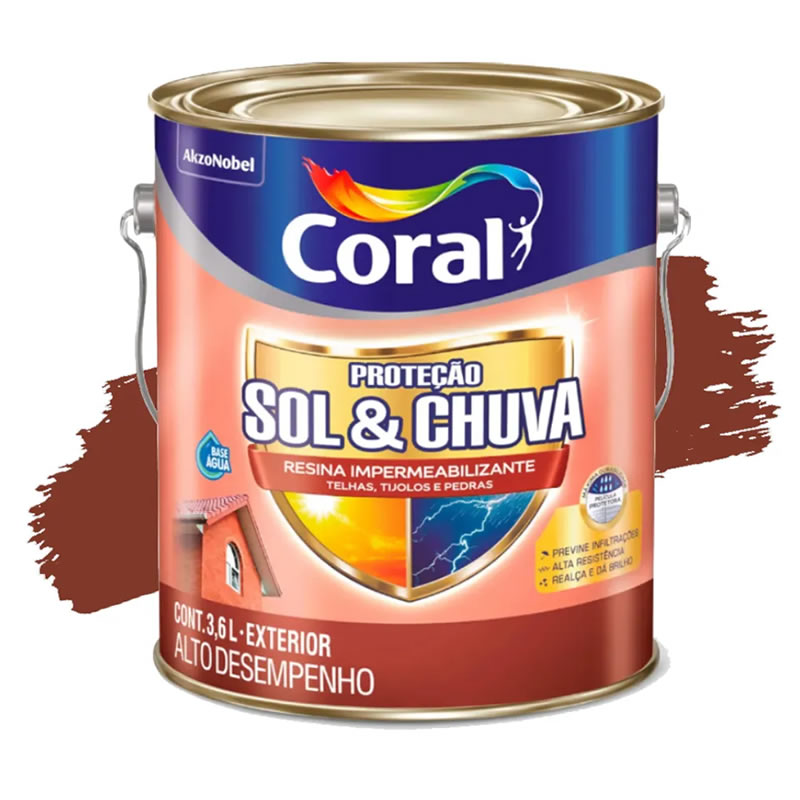 CORAL RESINA IMP.PROT. SOL E CHUVA 3,6L OXIDE RED