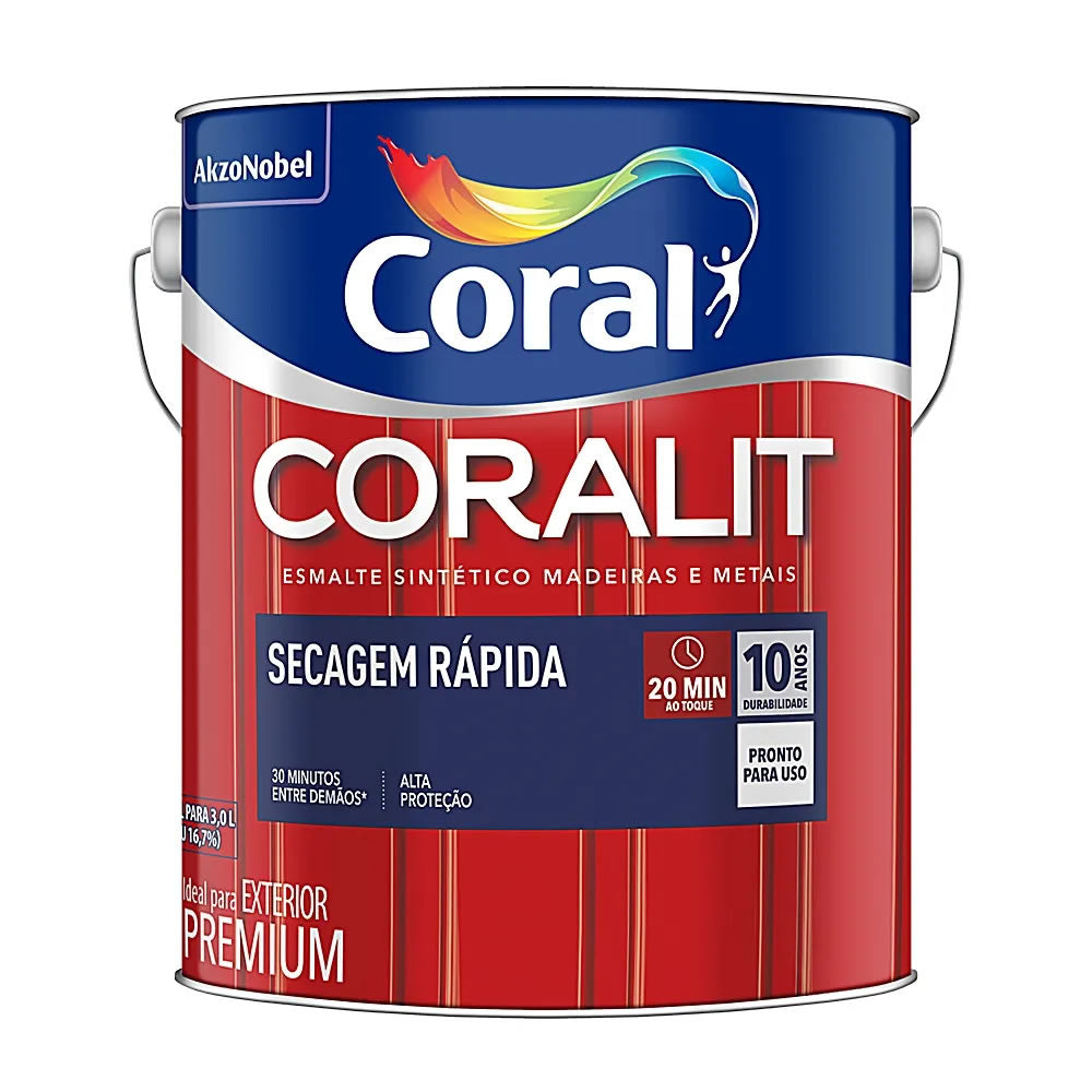 CORAL CORALIT ESMALTE BRILHANTE S.RAPIDO 3.0LTS BRANCO