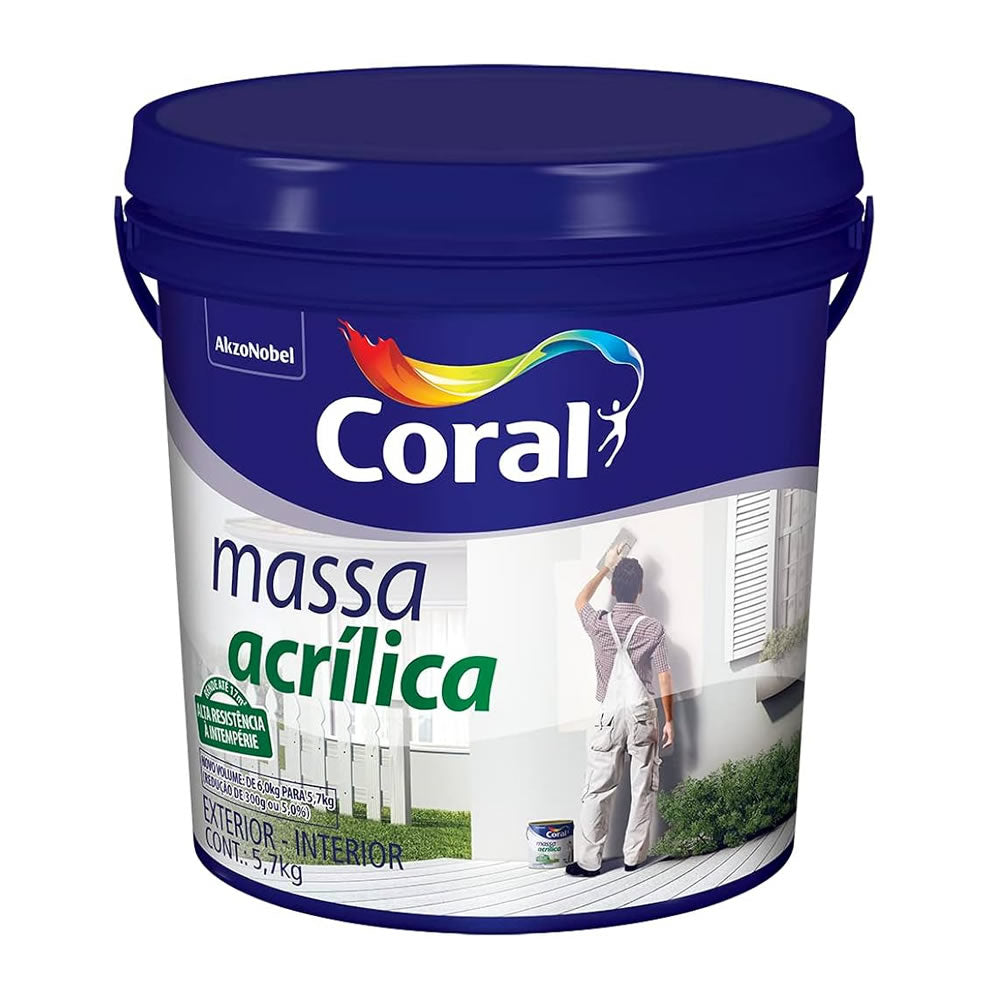 Massa Acrílica Coral 5,7kg Para Interior E Exterior