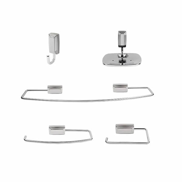 Kit 5 Acessórios Para Banheiro Jackwal Inti Metal Cromado