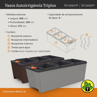 Vaso Autoirrigável Triplo Tramontina Café