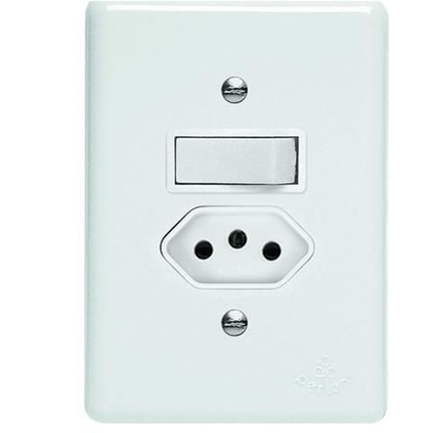 Conjunto Interruptor Simples e Tomada 20A Perlex Lux Branco