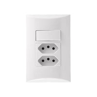 Conjunto Iriel Brava 1 Interruptor e 2 Tomadas 10A Branco 4x2