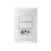 Conjunto 2 Interruptores Simples e 1 Tomada 10A Brava Iriel Branco