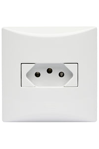 Tomada 10a 3 Pinos 2 Polos Linha Brava Soprano Branca