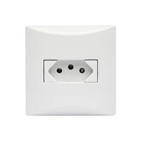 Tomada 10a 3 Pinos 2 Polos Linha Brava Soprano Branca