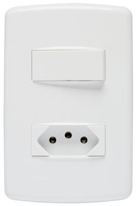 Interruptor Simples Com Tomada 2P+T 10A Duale Up Soprano Branco