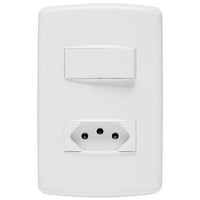 Interruptor Simples Com Tomada 2P+T 10A Duale Up Soprano Branco