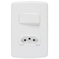 Interruptor Simples Com Tomada 2P+T 10A Duale Up Soprano Branco