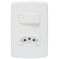 Interruptor Simples Com Tomada 2P+T 10A Duale Up Soprano Branco