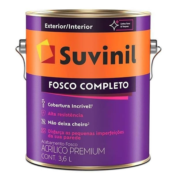 Tinta Acrílica Suvinil Toque Fosco Completo Neve 3.6L