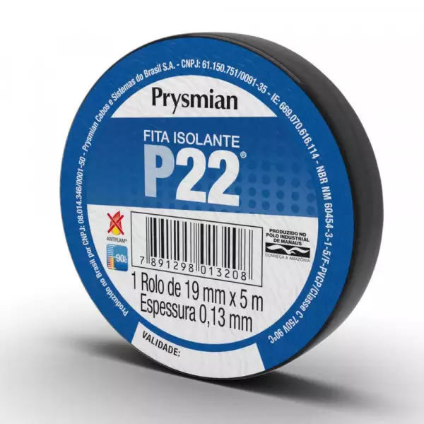 Fita Isolante Pvc Pirelli P22 19mm X 5m Preta