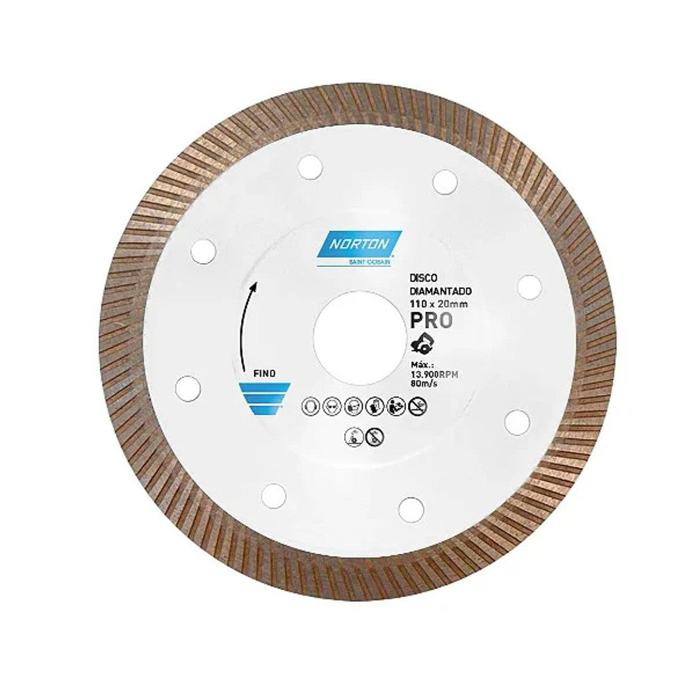 Disco de Corte para Porcelanato Pro 110mm x 20mm - Caixa com 10 Unidades