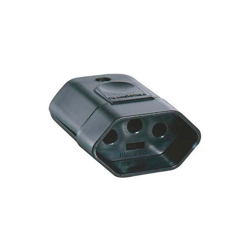 Tomada Móvel 2 Polos 10A 250V Tramontina Preta