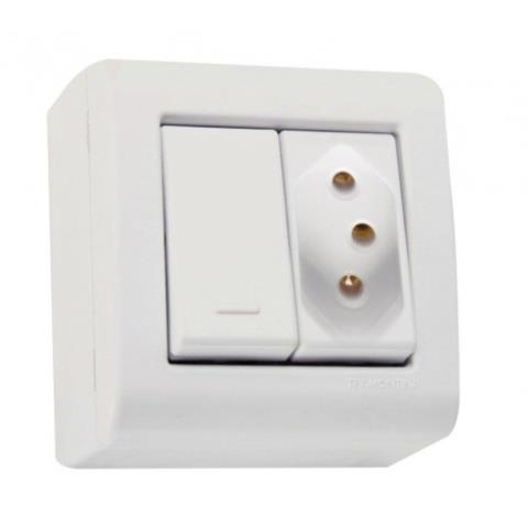 Conjunto Interruptor Simples e Tomada 10A/250V