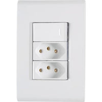 Conjunto 1 Interruptor Simples E 2 Tomadas 10a Tramontina Liz