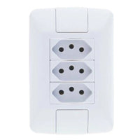 Conjunto 3 Tomadas 2 Polos 10a 250v Tramontina Aria Branco