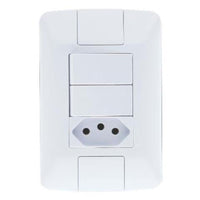 Conjunto 2 Interruptores Simples E Tomada 10A Aria Tramontina Branco