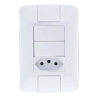 Conjunto 2 Interruptores Simples E Tomada 10A Aria Tramontina Branco