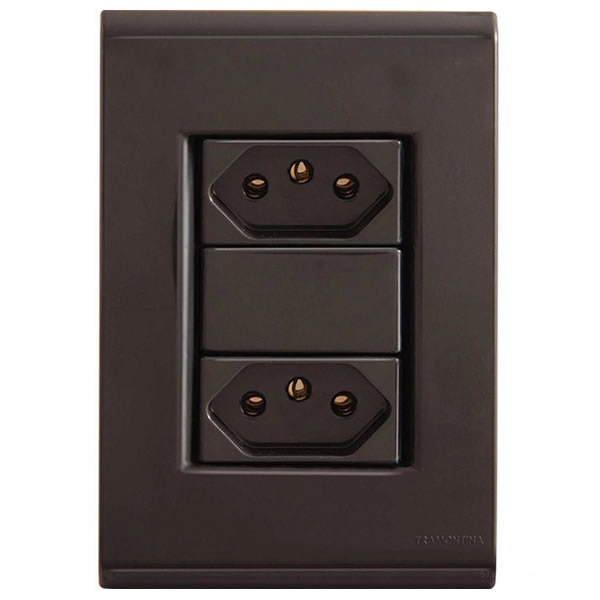 Conjunto 2 Tomadas 10A 250V Tramontina Grafite
