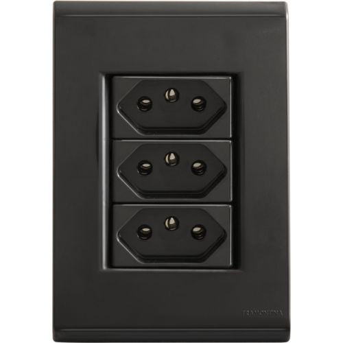 Conjunto 3 Tomadas 2p+t 10a 250v Grafite Tramontina