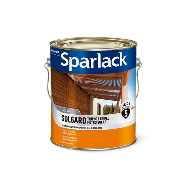 Verniz Stain Sparlack Solgard Mogno Acetinado 3,6L Triplo Filtro Solar