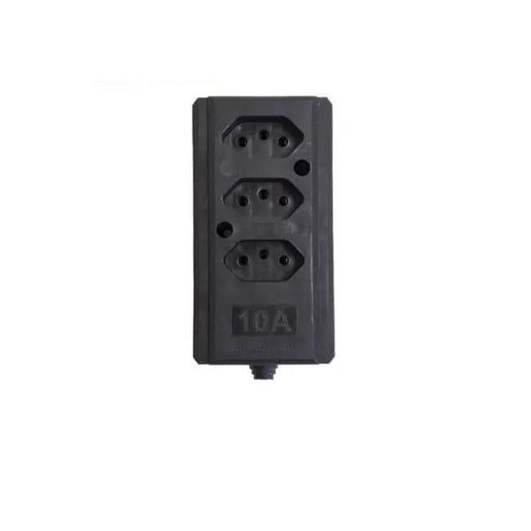 Tomada Barra Tripla 10a 2 Polos Preta Hercules