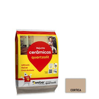 Rejunte flexível Quartzolit 1kg cor cortiça para pisos e paredes
