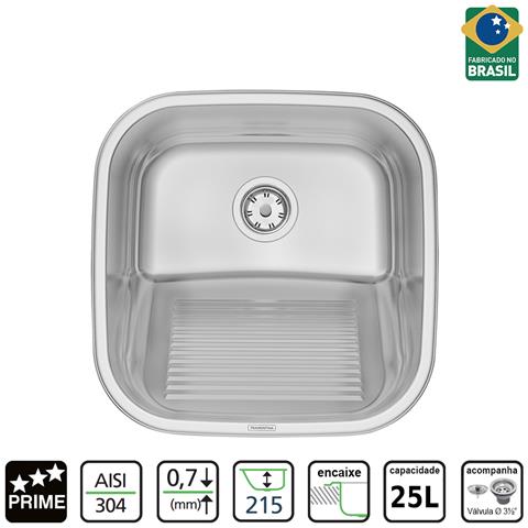 Cuba De Encaixe Tramontina Em Aço Inox Polido 40x40cm