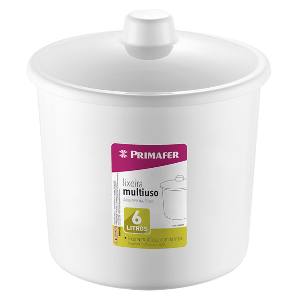 Lixeira Com Tampa 6L Plástico Branco Atlas