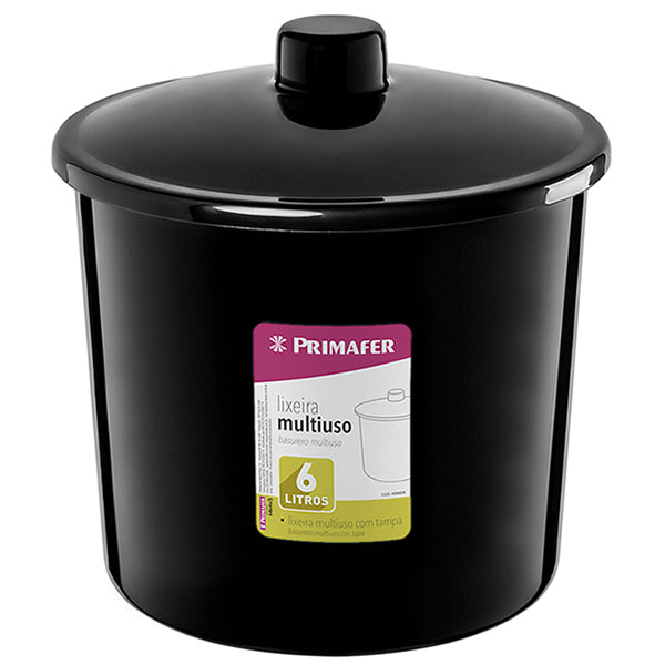 ATLAS LIXEIRA C TAMPA 6L PLASTICO PRETO