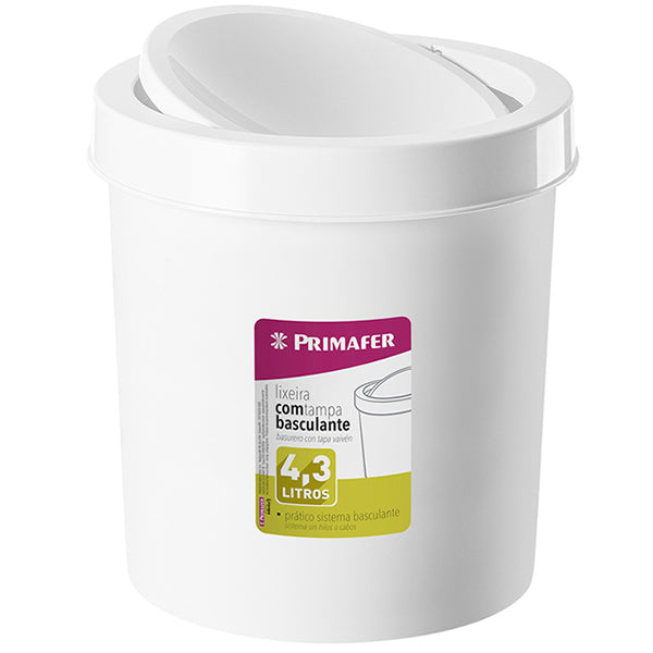 ATLAS LIXEIRA REDONDA BASCULANTE 4,3L PLAST BRANCO