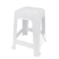 Banqueta Plástica Quadrada Mor 45cm Empilhável Branca