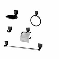 Kit Acessórios Para Banheiro Lorenzetti Attic Quadra 5 Peças Black