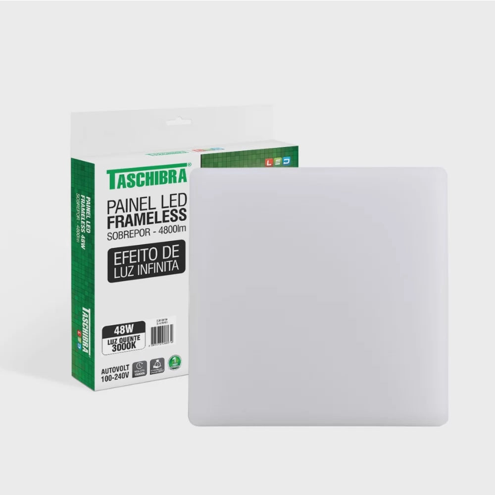 PAINEL LED  FRAMELESS TASCHIBRA SOBREPOR 48W QUAD 3000K