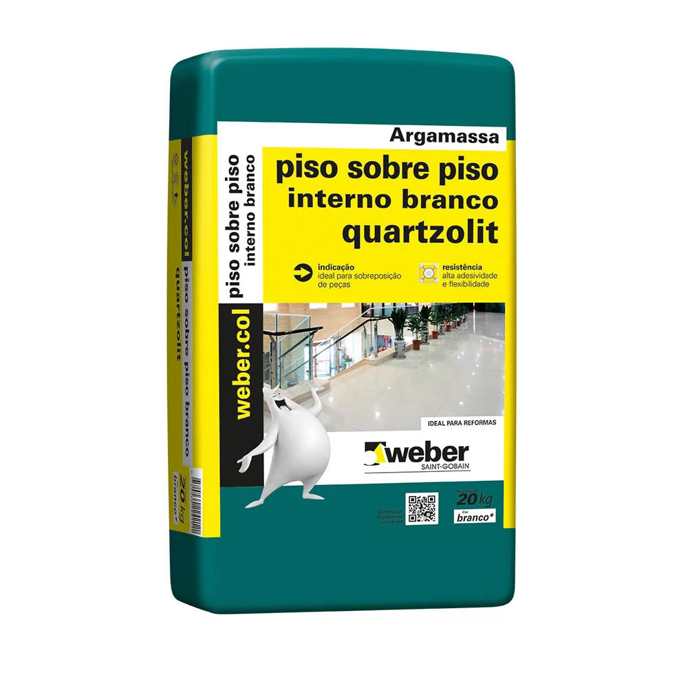 ARGAMASSA COLANTE QUARTZOLIT PISO S/PISO INT.20KG BRANCO