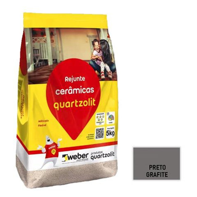 Rejunte Quartzolit Preto Grafite 5kg Saint Gobain