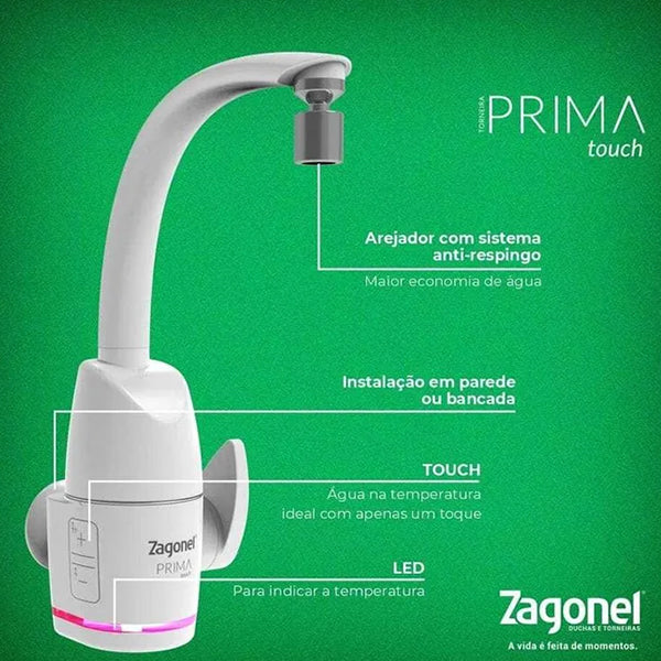 ZAGONEL TORNEIRA PRIMA ELETRONICA 5500W 127V BRANCO TOUCH