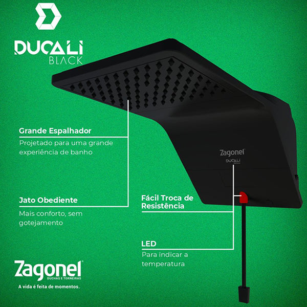 ZAGONEL DUCHA DUCALI ELETRONICA 7500W 220V BLACK CX.PR