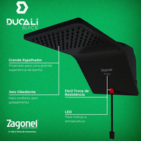 Ducha Eletrônica Zagonel Ducali 7500W 220V Black