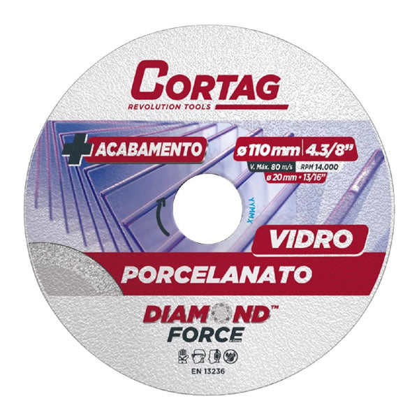 Disco Diamantado Diamond Force para Porcelanato e Vidro 110mm Cortag