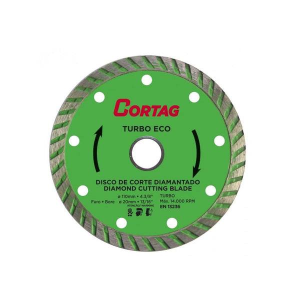 Disco De Corte Diamantado Turbo Eco Cortag 110mm Furo 20mm