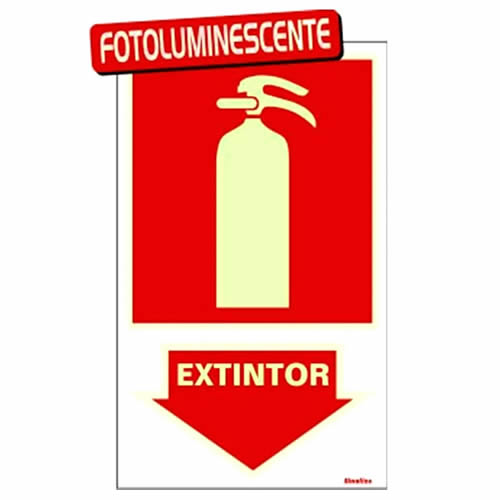 Placa Fotoluminescente Extintor Pó Químico 20x30cm Amanda Silva