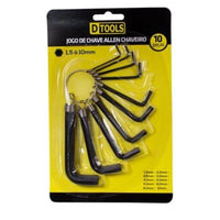 Jogo De Chaves Allen Hexagonal Dtools 1.5 A 10mm Com 10 Peças