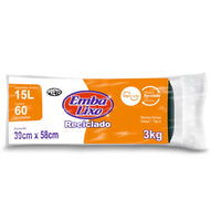 Saco De Lixo 15 Litros Embalixo Rolo Com 60 Unidades