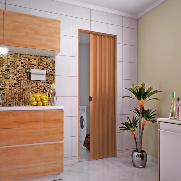 Porta Sanfonada Pvc Bianchini 80cm X 120cm Mogno